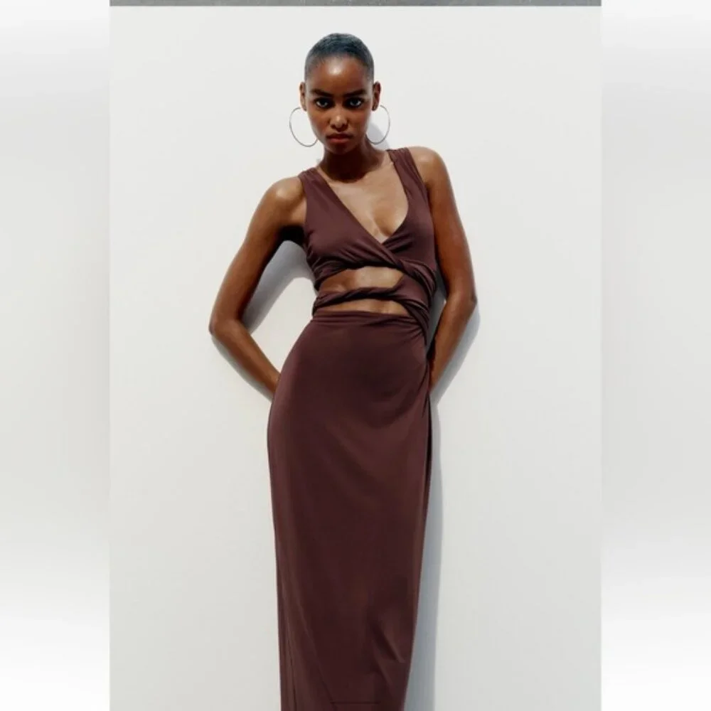 ZARA CUT OUT TWISTED DRESS - Picture 4 of 8
